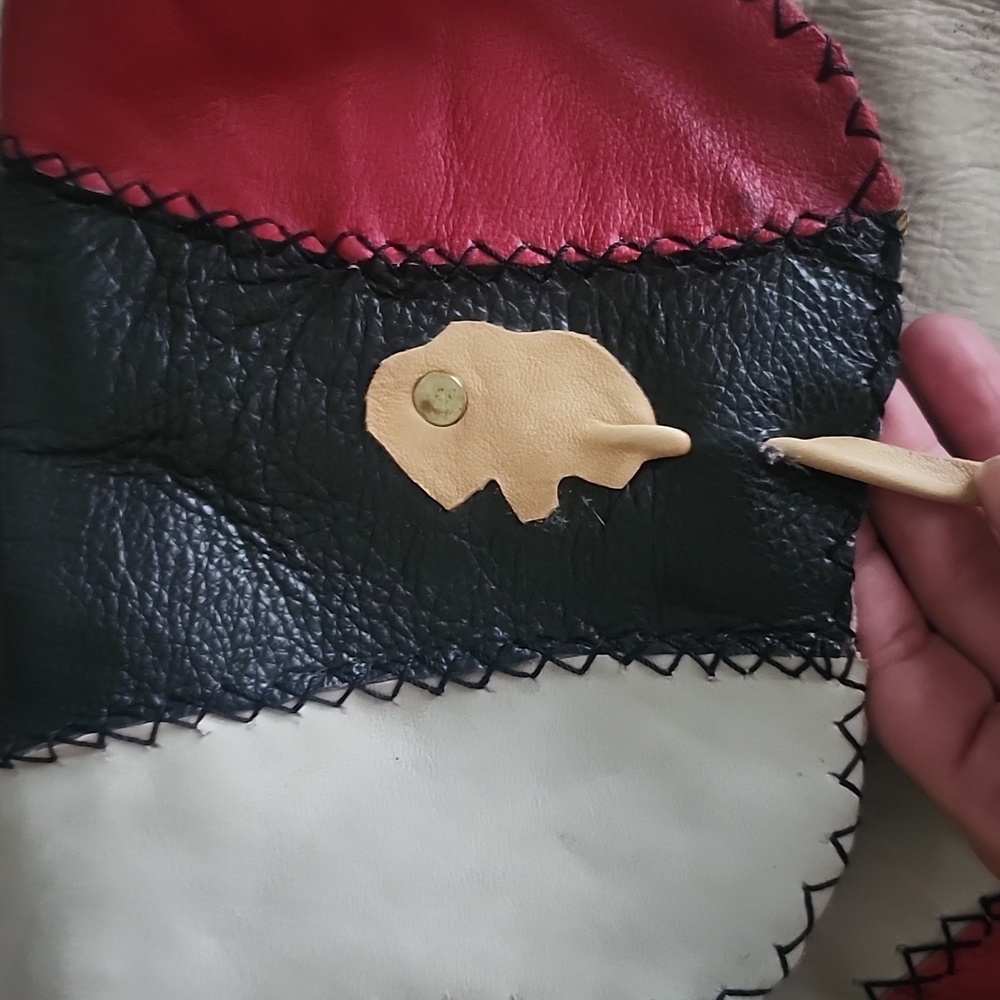 Handcrafted Unique Multicolor Leather Shoulder/Cr… - image 2